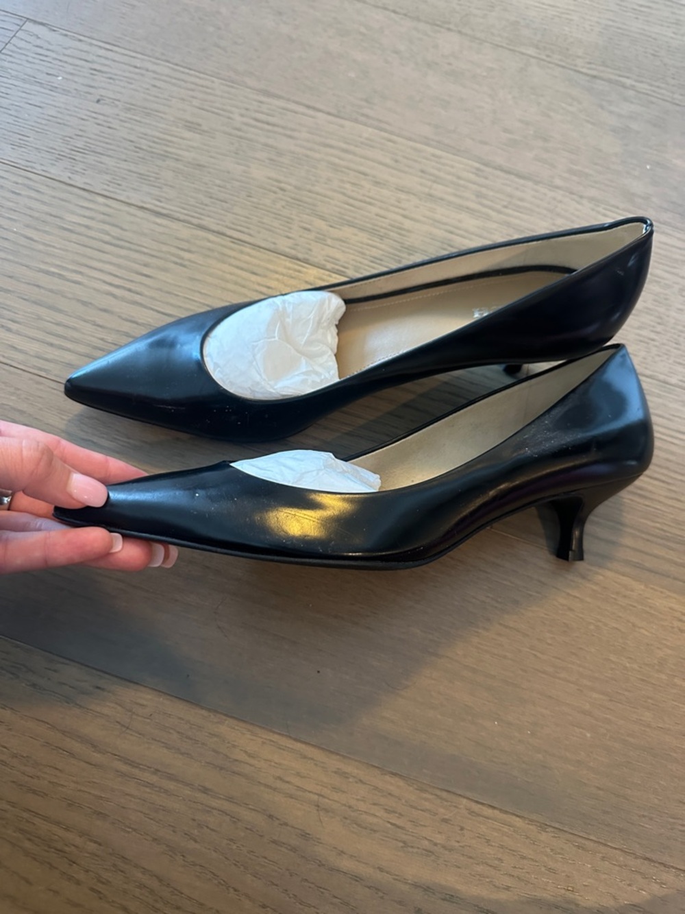 Coach Black Pointed-Toe Leather Pumps - Picture 3 of 3